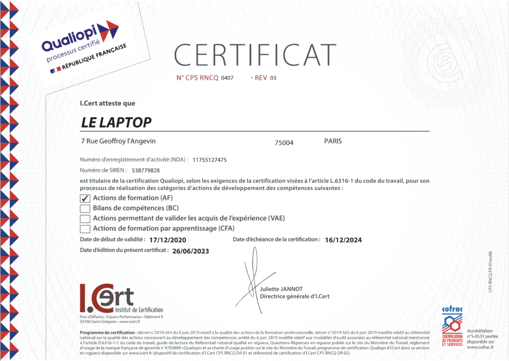 Certificat Qualiopi